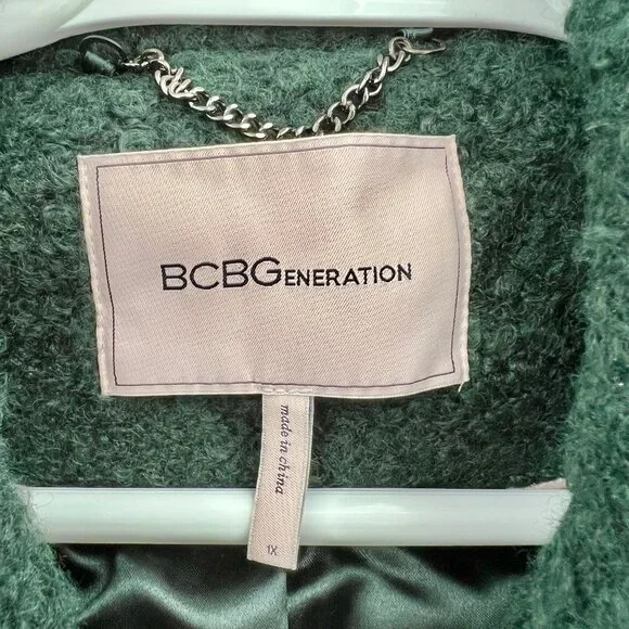 BCBGeneration Women's Double Breasted 4-Button Boucle Peacoat in Emerald Size 1x - Picture 10 of 12
